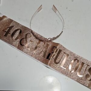 Gold Tiara and Sash Set